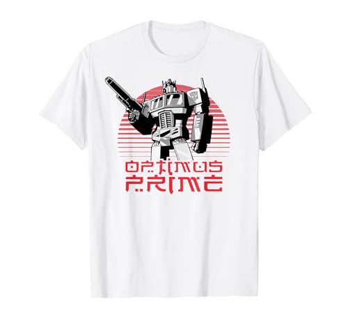Transformers Optimus Prime Retro Kanji Sunset Portrait T