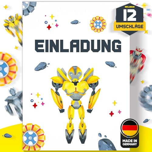 Olgs Einladungskarten Gelber Transformer 12er Set Zum Kindergeburtstag
